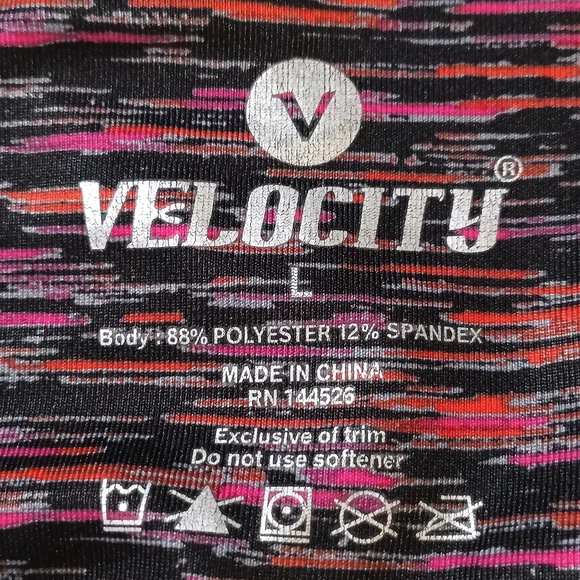 Velocity Black and Pink Patterned Leggings - Picture 2 of 4
